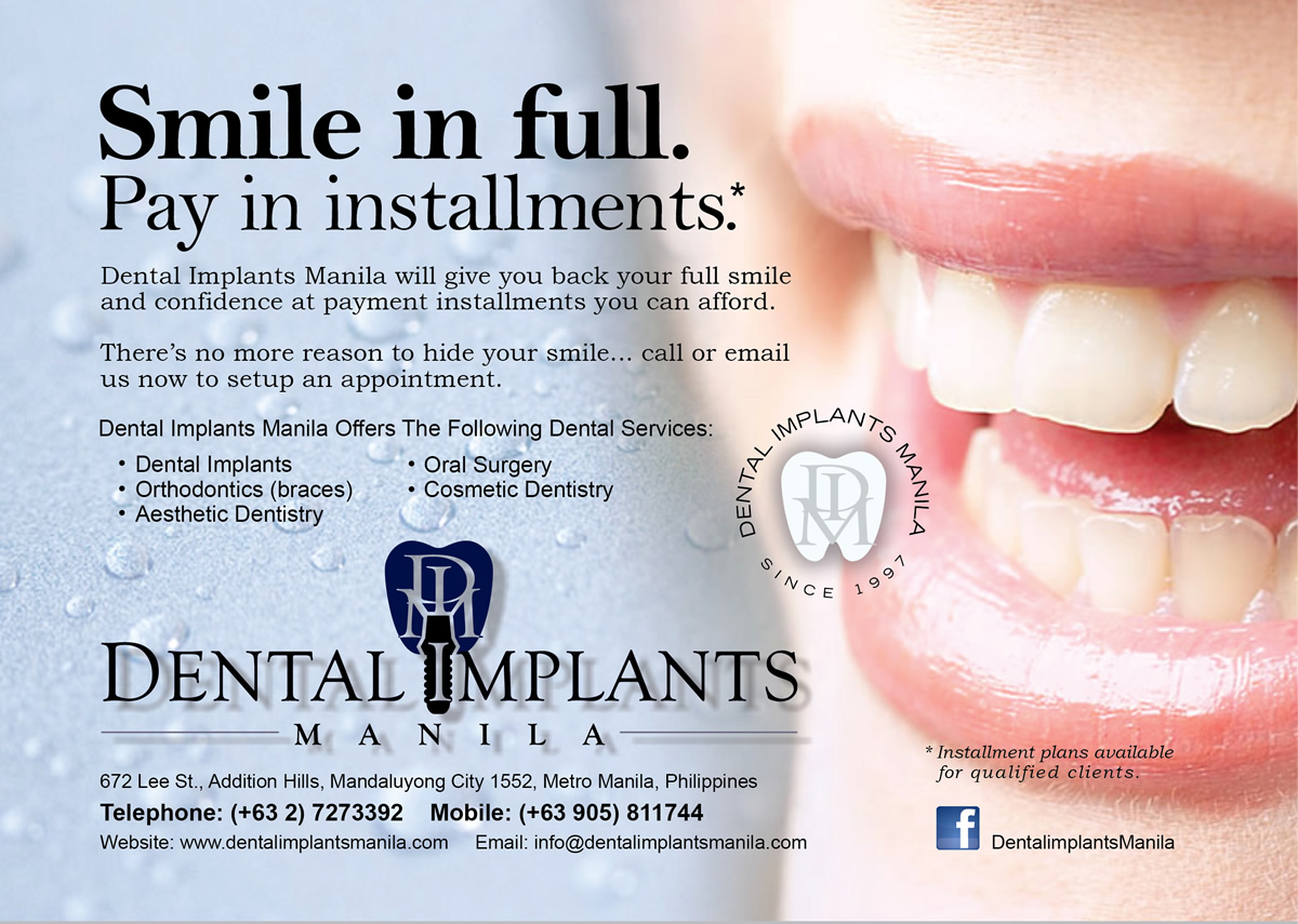 Dental Implants Manila, Philippines Smile in Full. Pay in Installments.
